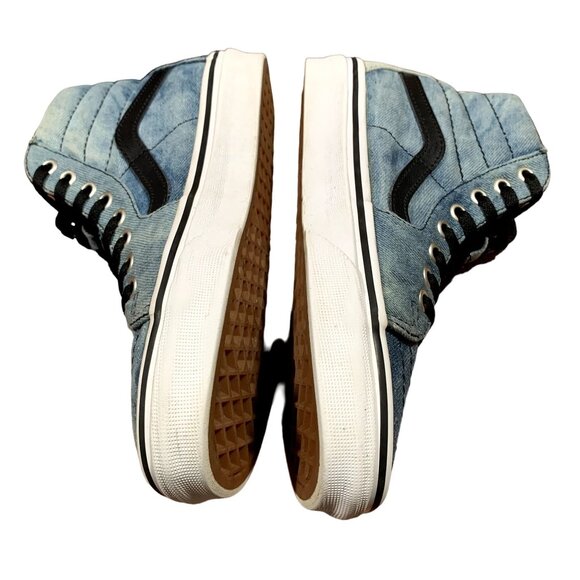 Vans Sneakers Womens Size 6 Blue Denim Acid Wash Patches High Top Skater Shoes - Picture 5 of 13